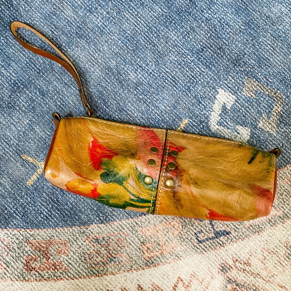 Patricia Nash Floral Leather Pencil/Makeup/Travel Pouch/Case LIKE NEW!